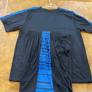 Brand New LU LINEA UOMO Two Piece Short Set, XXL, Navy Blue/Light Blue W/Tags